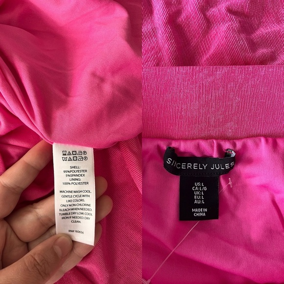 NWOT Sincerely Jules Hot Pink Metallic Midi Skirt | L - Picture 8 of 12